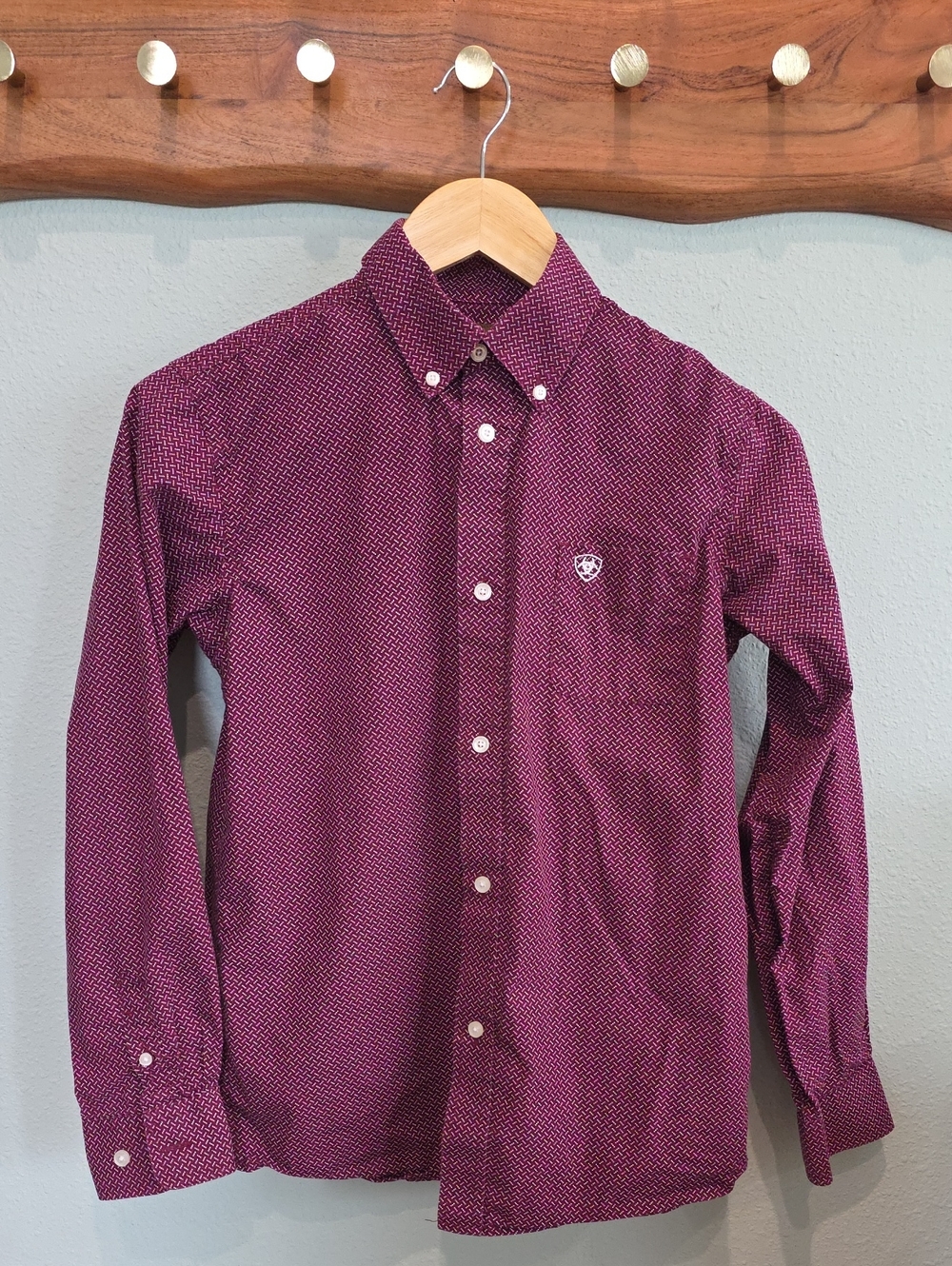 Boys Ariat Burgundy Long-Sleeve Button-Down Shirt